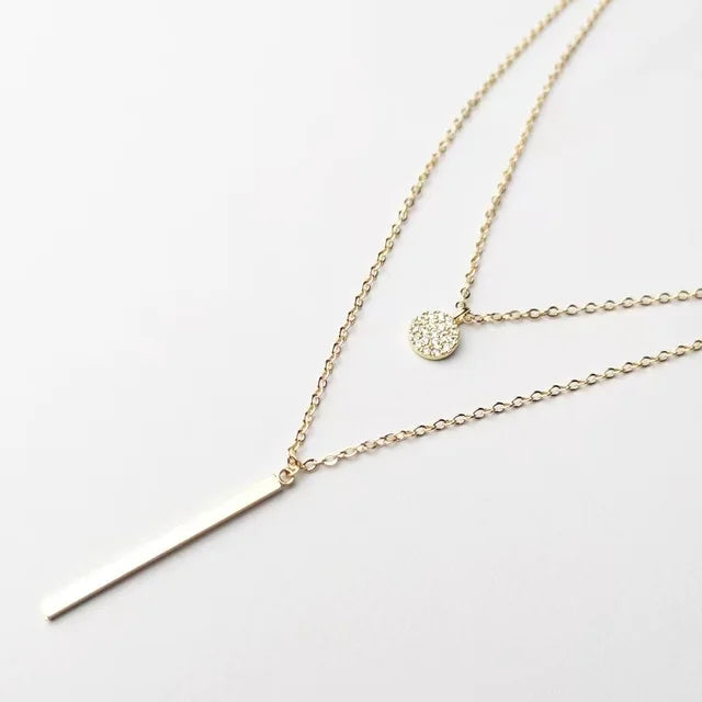 Popular Fashion Double Layer Pendant Necklace For Women Clavicle Chain Luxury Jewelry Chokers Accessories Gift 2022 New