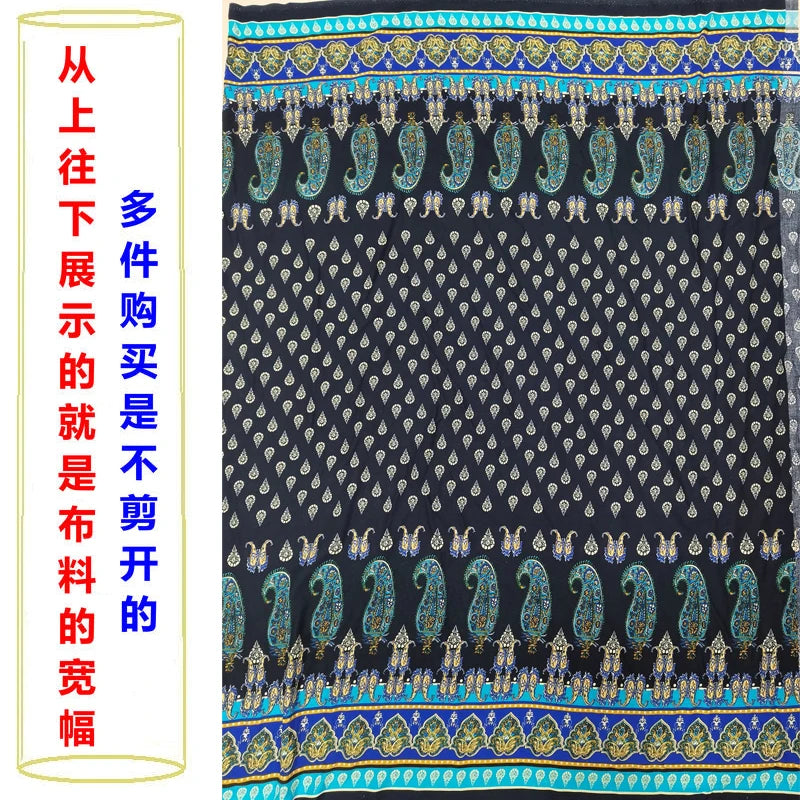 Summer Printed Rayon Fabric Soft Comfortable By The Meter for Women\'s Dress Shirts Diy Sewing Cloth Flowers Breathable Green