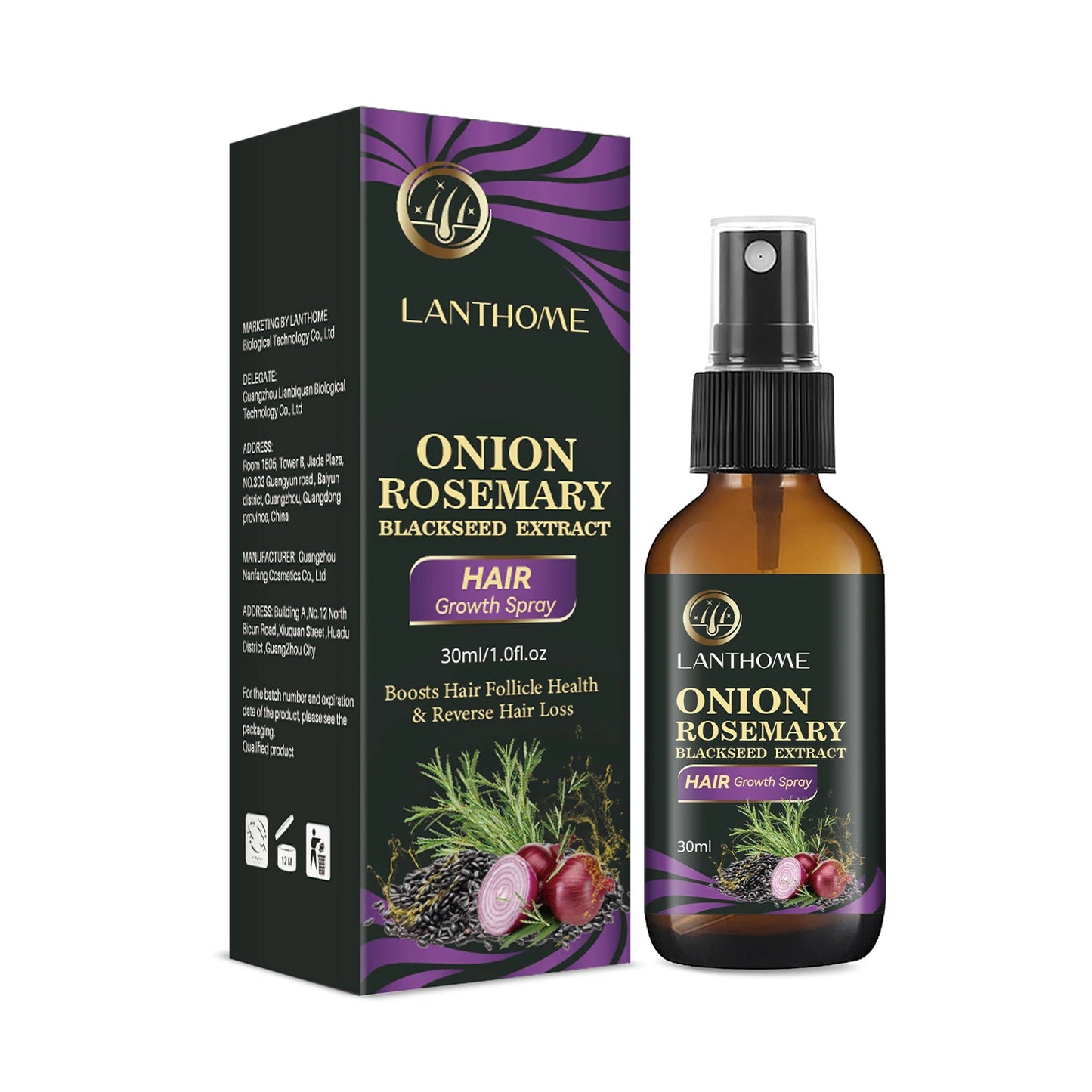 100ML Hair Shampoo For Fast Hair Growth Rosemary Onion Shampoo 30ML Spray Anti Hair Loss Effective Within 7 Day Hair Growth