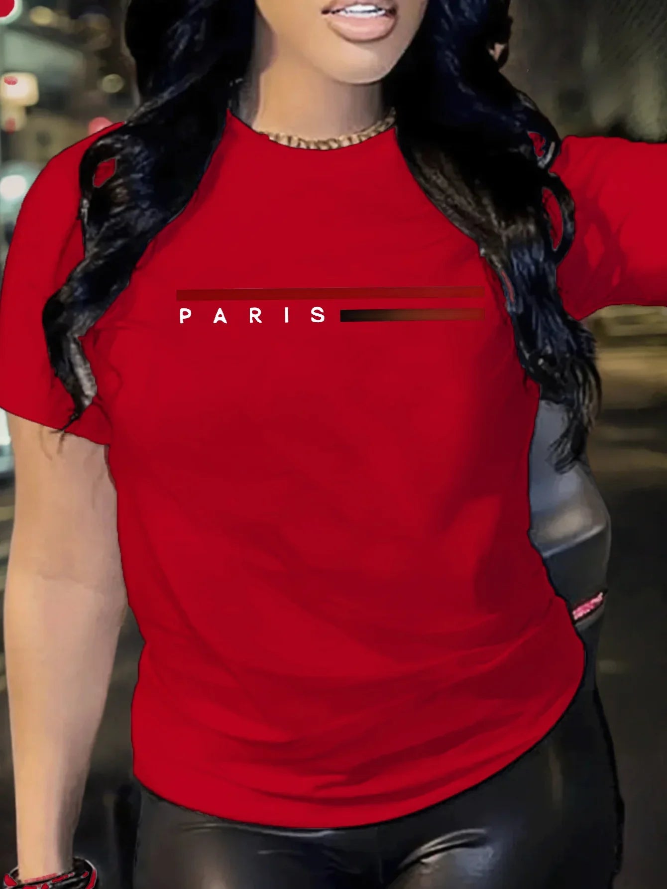 Polyester Spandex Versatile Summer Outfits Versatile Tshirt|Paris Shirt|Stretchy Women'S Print Casual Crew Sleeve Comfortable