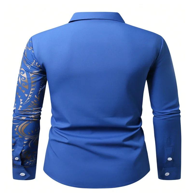 2025 New Men's Button Casual Shirt Blue Black White Wine Red Long Sleeve Lapel Spring Autumn Wedding Party Clothing 6XL