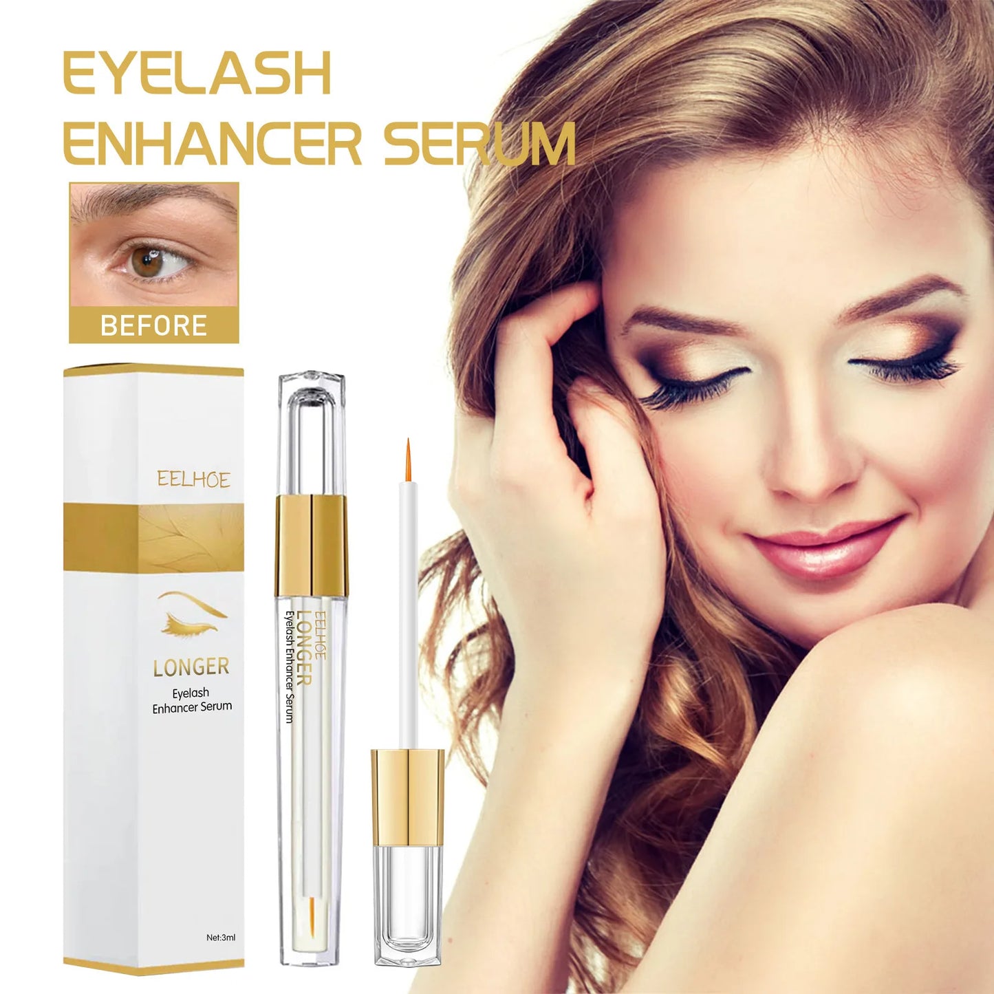 Eelhoe 3ml Eyelash Growth Serum Eyelash Growth Nutrition Enhancer Lengthening Lash Eyebrow Thicker Mascara Eye Lash Lift Serum