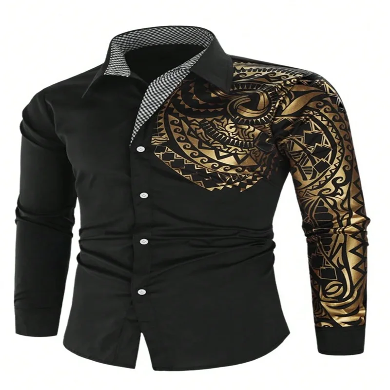 2025 New Men's Button Casual Shirt Blue Black White Wine Red Long Sleeve Lapel Spring Autumn Wedding Party Clothing 6XL