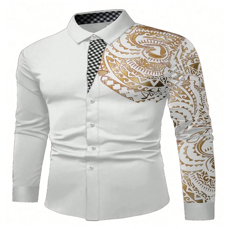 2025 New Men's Button Casual Shirt Blue Black White Wine Red Long Sleeve Lapel Spring Autumn Wedding Party Clothing 6XL