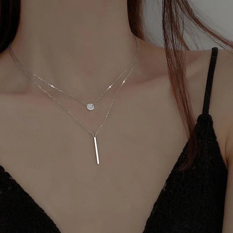 Popular Fashion Double Layer Pendant Necklace For Women Clavicle Chain Luxury Jewelry Chokers Accessories Gift 2022 New