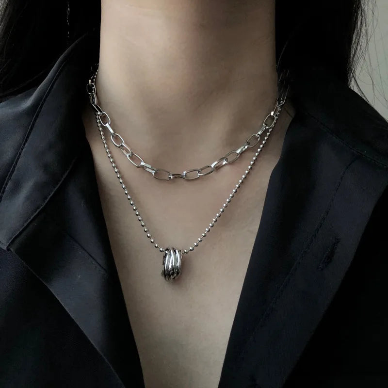 Layered Chain Necklace Neck Chains Lock Pendant Jewelry For Women Punk Choker Padlock Goth Jewelry Grunge Aesthetic Accessories