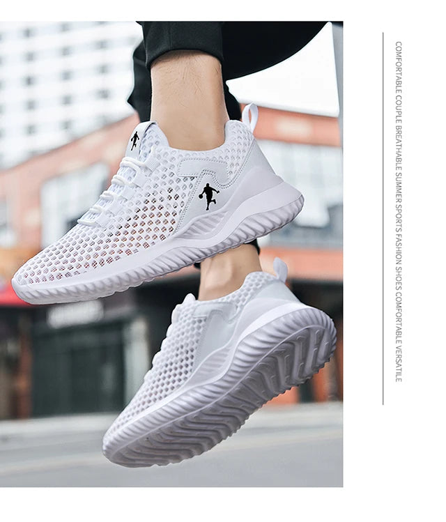 Men Sneakers Lightwhite Breathable Running Shoes for Men Mesh Summer Lace-Up Outdoor Walking Shoe Zapatillas De Deporte