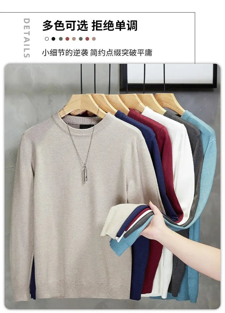 Sweater Men's Young Knitted Solid Color Casual Pullover Round Neck Sweaters