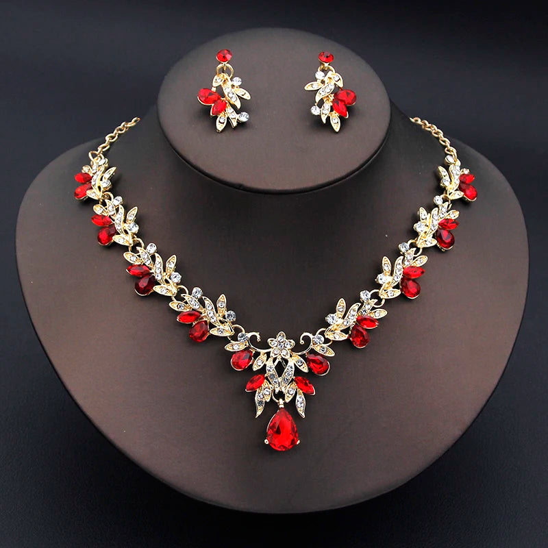 14 Color Fashion Necklace Sets for Women Waterdrop Collar Choker Necklace Earring Jewelry Set for Prom Birthday Bridal Wedding