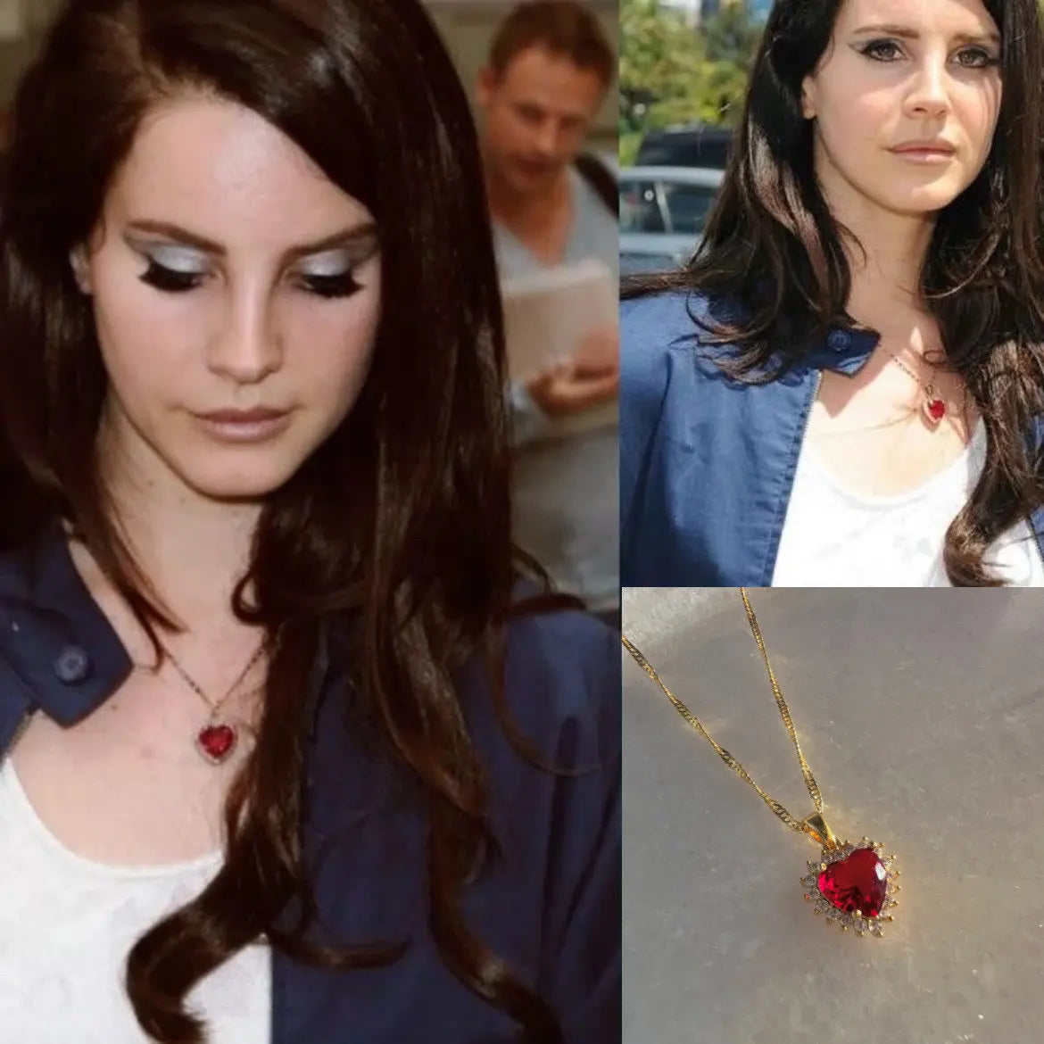 G&D Exquisite Lana Del Rey Necklace Majestic Princess Collection Ruby Crystal Heart Choker for Elegant Ladies Perfect Jewelry