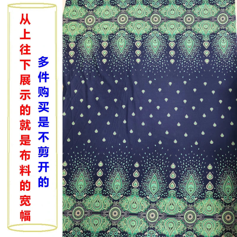 Summer Printed Rayon Fabric Soft Comfortable By The Meter for Women\'s Dress Shirts Diy Sewing Cloth Flowers Breathable Green