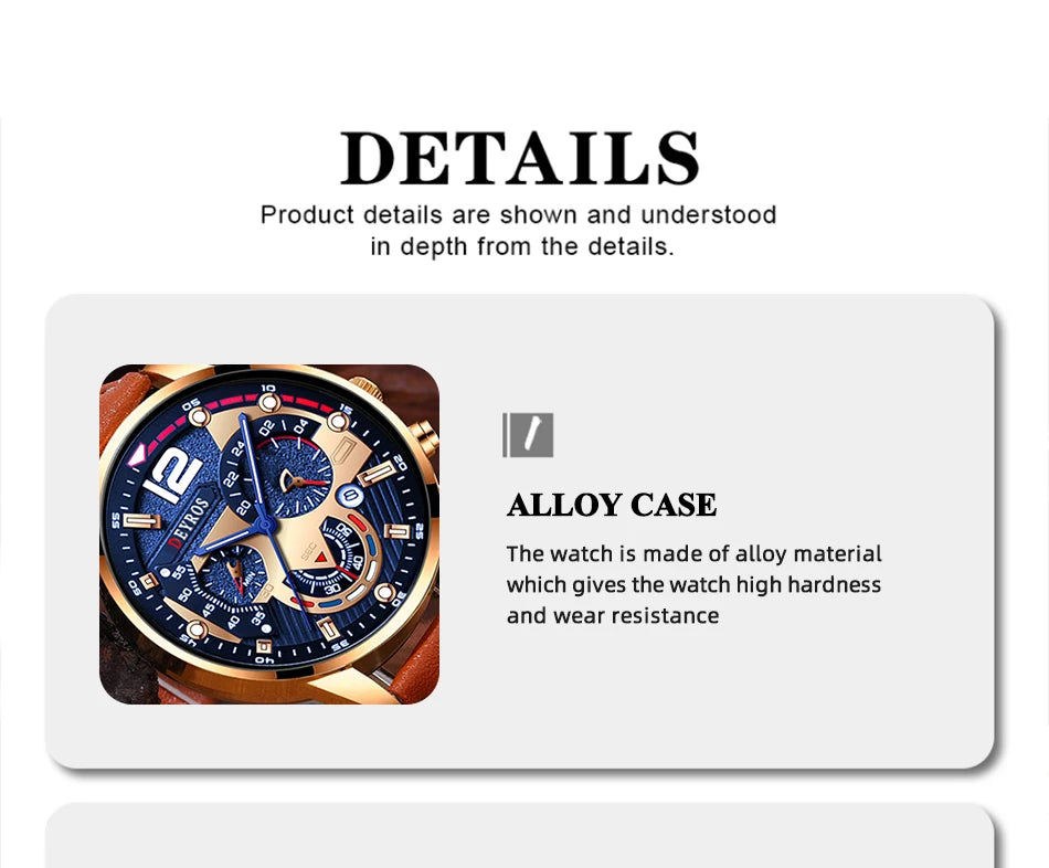 2PCS Set Fashion Mens Calendar Watches Luxury Male Business Casual Brown Leather Quartz Watch Men Bracelet Wrist Watch