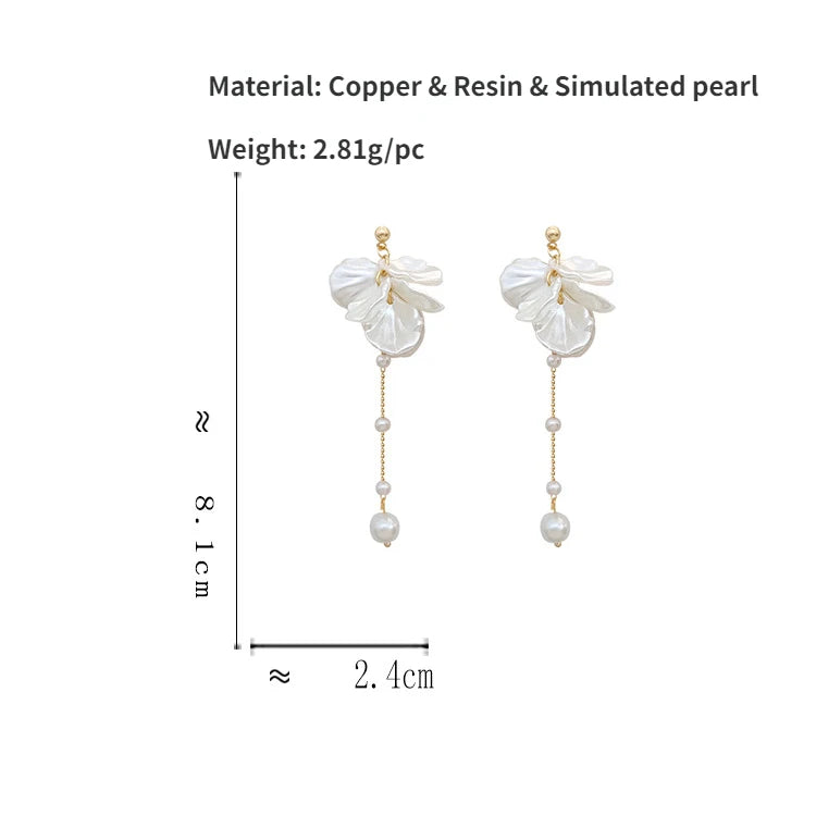 Modern Jewelry 925 Silver Needle Elegant Temperament Simulated pearl Tassel Earrings For Women Fashion Accessories Wholesale