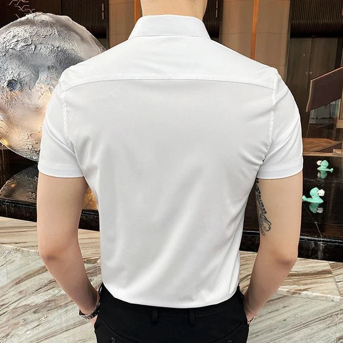 Black Man Tops Plain Shirts And Blouses For Men Short Sleeve Clothing With Collar Luxury Social Aesthetic Designer Original Cool