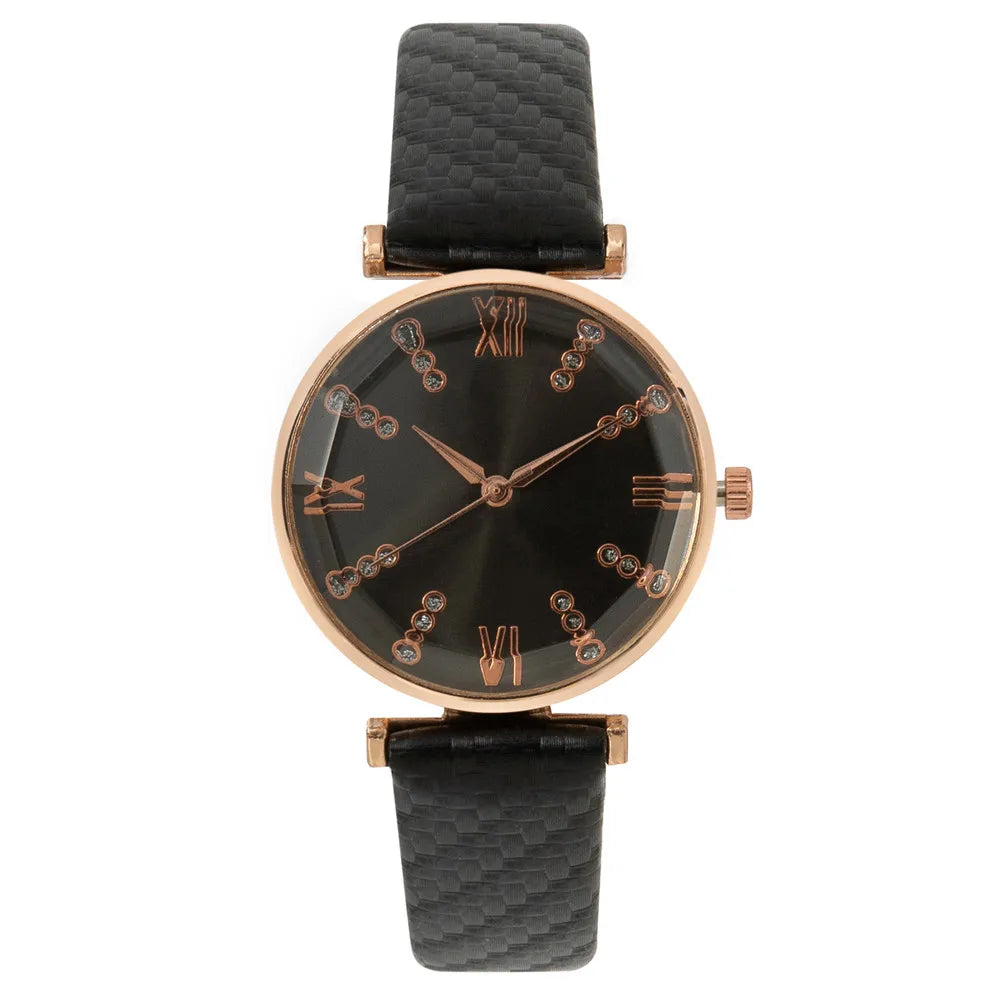 Luxury Ladies Brand Diamond Roman Design Lady Watches Dress Quartz Watch Fashion Green Leather Strap Women Wristwatches