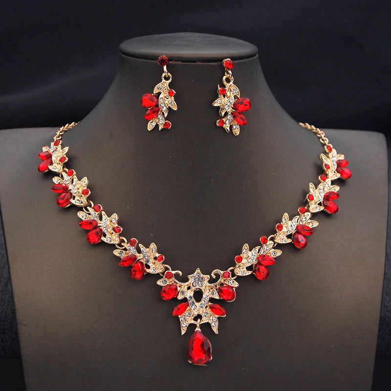 14 Color Fashion Necklace Sets for Women Waterdrop Collar Choker Necklace Earring Jewelry Set for Prom Birthday Bridal Wedding