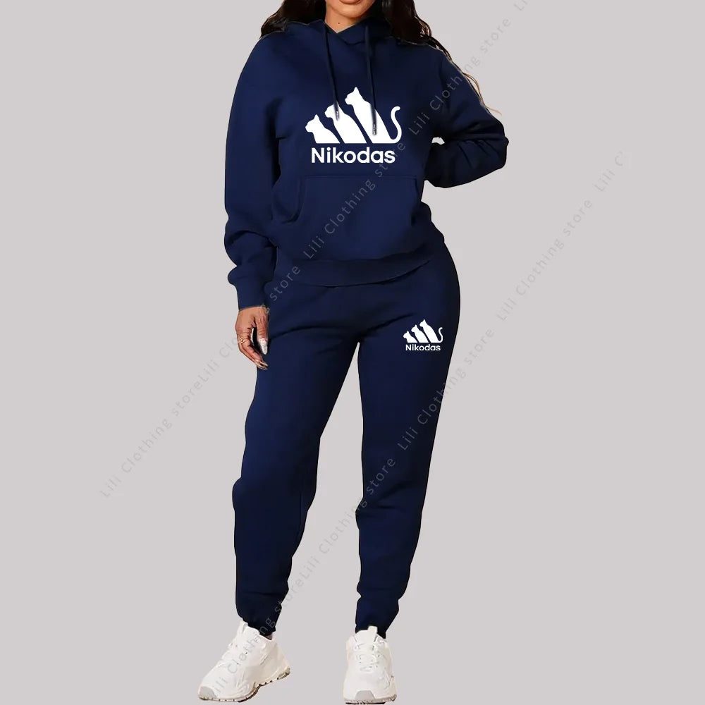 Women's Sets Hoodies Pants Two Piece Outfits Sportswear Sweatsuit Aesthetic Trend 2025 New Suit Woman Pink Tracksuit Plus Size