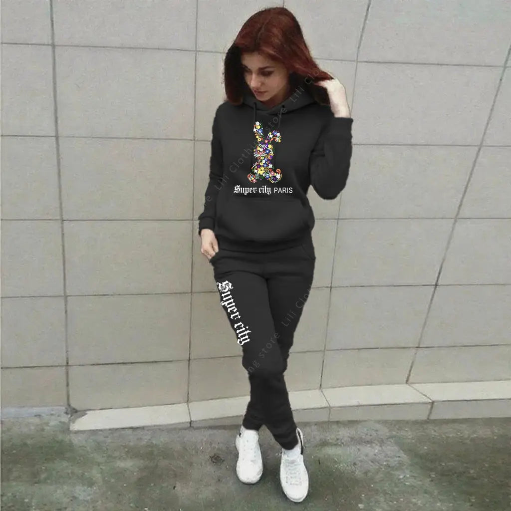 Women's Sets Hoodies Pants 2pcs Suit Aesthetic Sports Jogging Home Outdoor Fashion High quality Clothes Women Tracksuit Winter