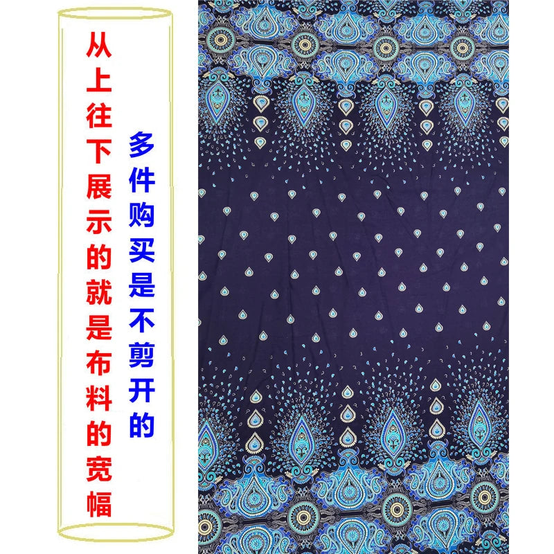 Summer Printed Rayon Fabric Soft Comfortable By The Meter for Women\'s Dress Shirts Diy Sewing Cloth Flowers Breathable Green