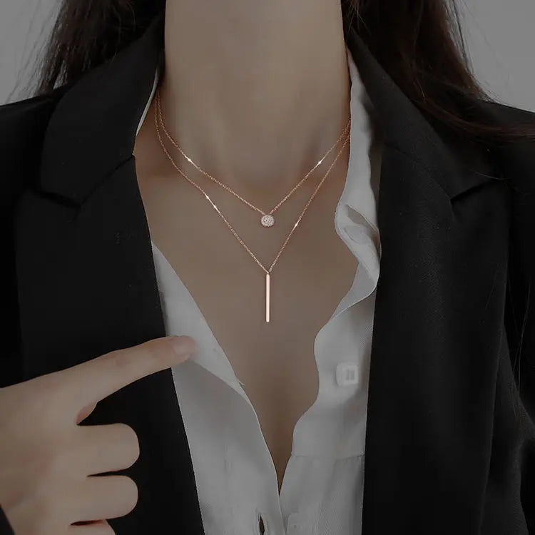 Popular Fashion Double Layer Pendant Necklace For Women Clavicle Chain Luxury Jewelry Chokers Accessories Gift 2022 New