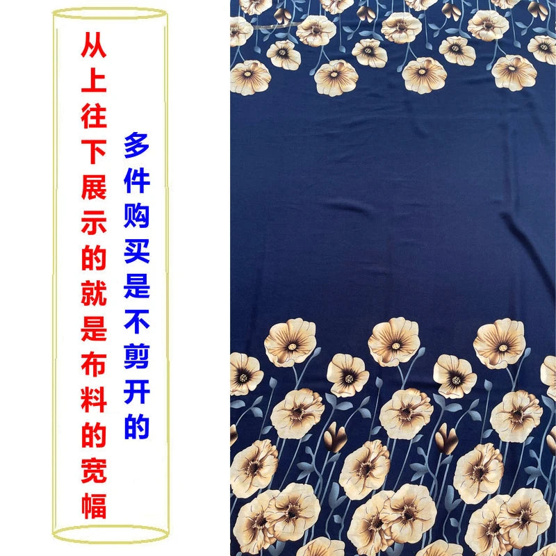 Summer Printed Rayon Fabric Soft Comfortable By The Meter for Women\'s Dress Shirts Diy Sewing Cloth Flowers Breathable Green