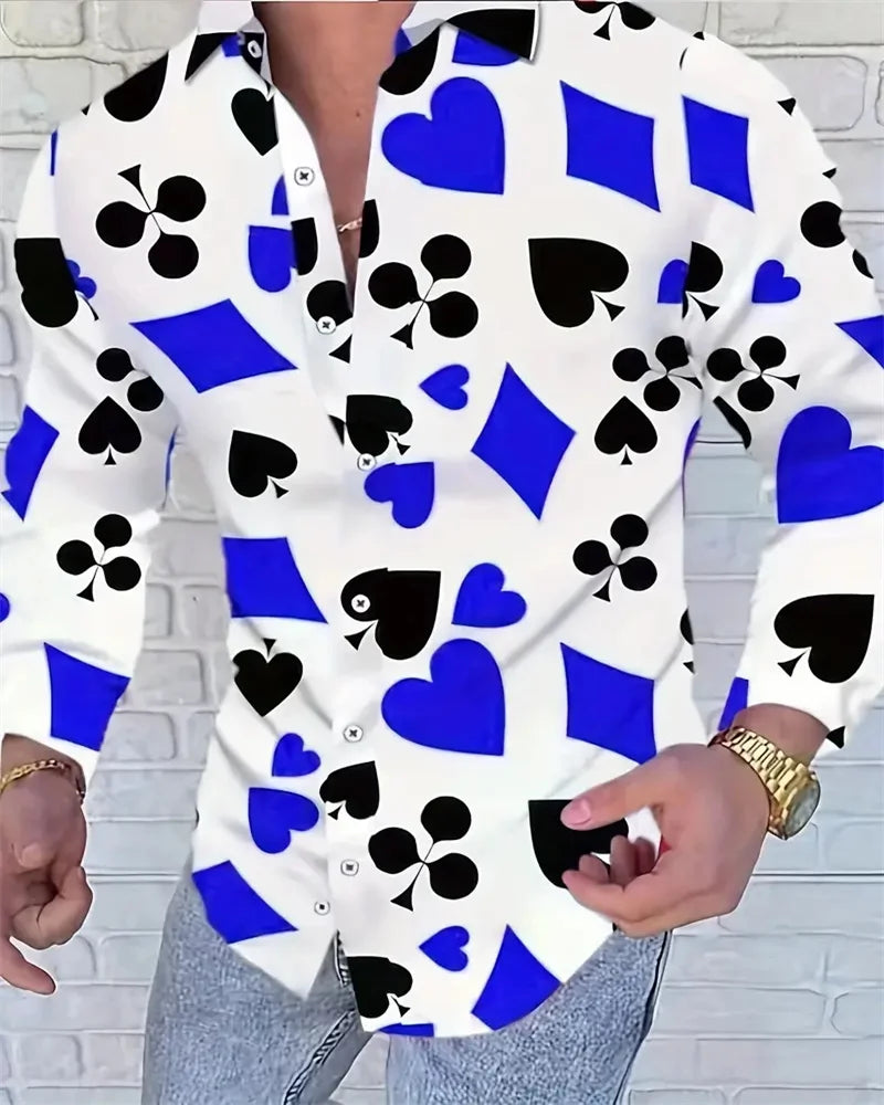 2024 Fashion Leopard Print Men's Long Sleeve Shirt Fashion Casual Button Lapel Tops Men's Spring  Autumn Top Men's Shirt