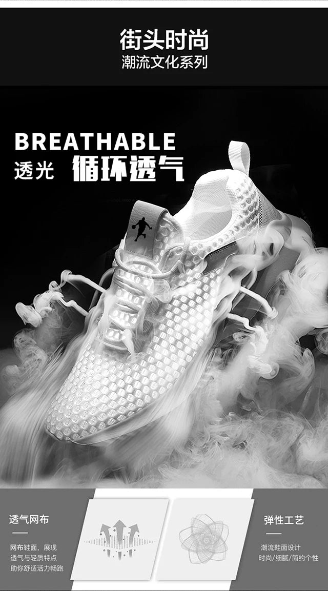 Men Sneakers Lightwhite Breathable Running Shoes for Men Mesh Summer Lace-Up Outdoor Walking Shoe Zapatillas De Deporte