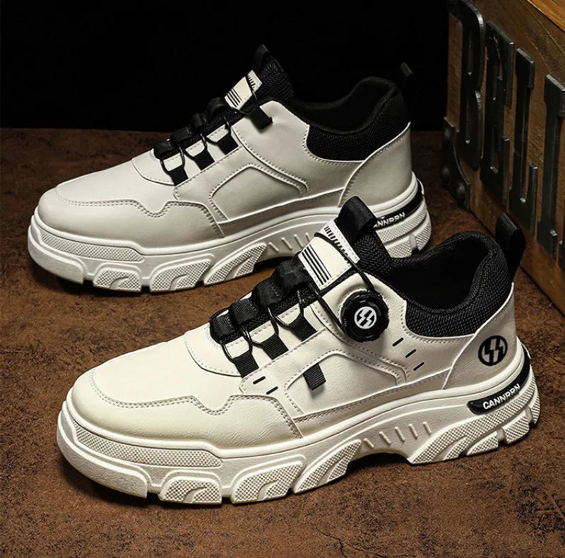 Sneakers Man Spring Trend Hot Sale Comfort Soft Soled Casual Shoes for Fashion Rotating Button Male Work Boots Zapatillas Hombre