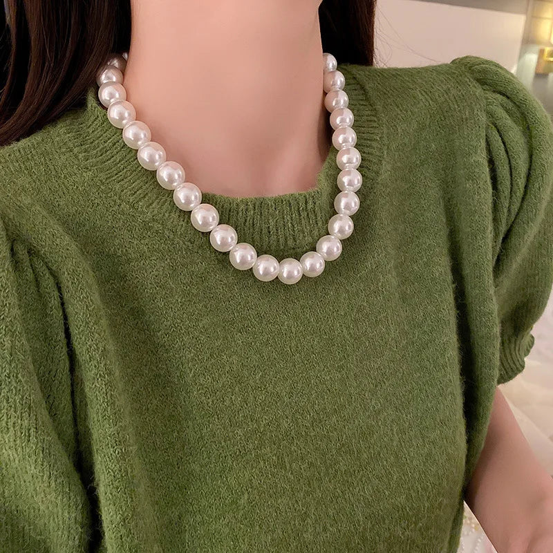 Imitaition Pearl Necklace for Women Simple Fashion Collarbone Chain White Choker Necklaces Designer Wedding Jewelry Wholesale