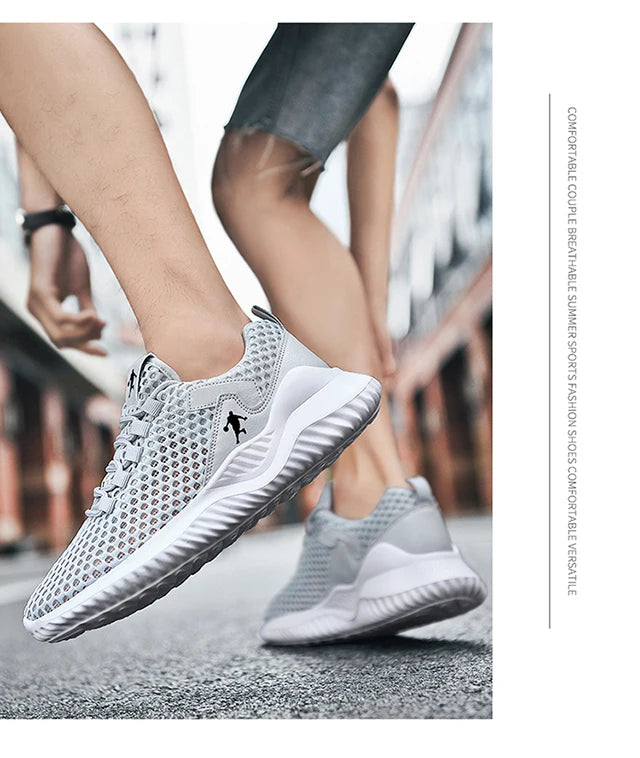 Men Sneakers Lightwhite Breathable Running Shoes for Men Mesh Summer Lace-Up Outdoor Walking Shoe Zapatillas De Deporte