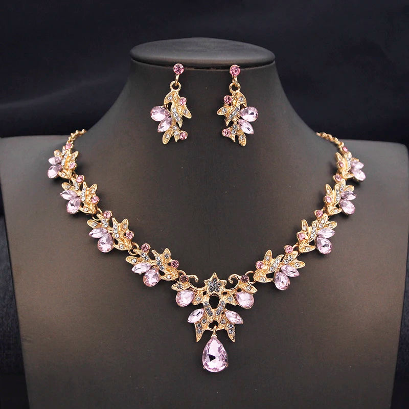 14 Color Fashion Necklace Sets for Women Waterdrop Collar Choker Necklace Earring Jewelry Set for Prom Birthday Bridal Wedding