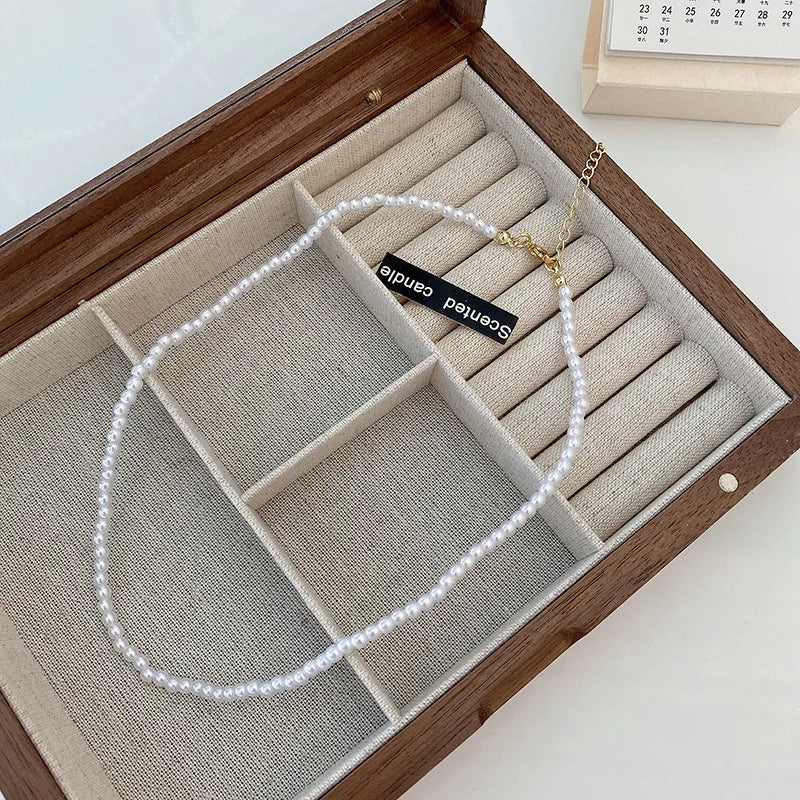 Imitaition Pearl Necklace for Women Simple Fashion Collarbone Chain White Choker Necklaces Designer Wedding Jewelry Wholesale