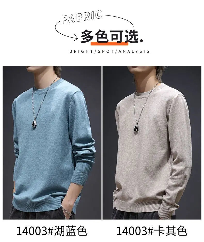 Sweater Men's Young Knitted Solid Color Casual Pullover Round Neck Sweaters