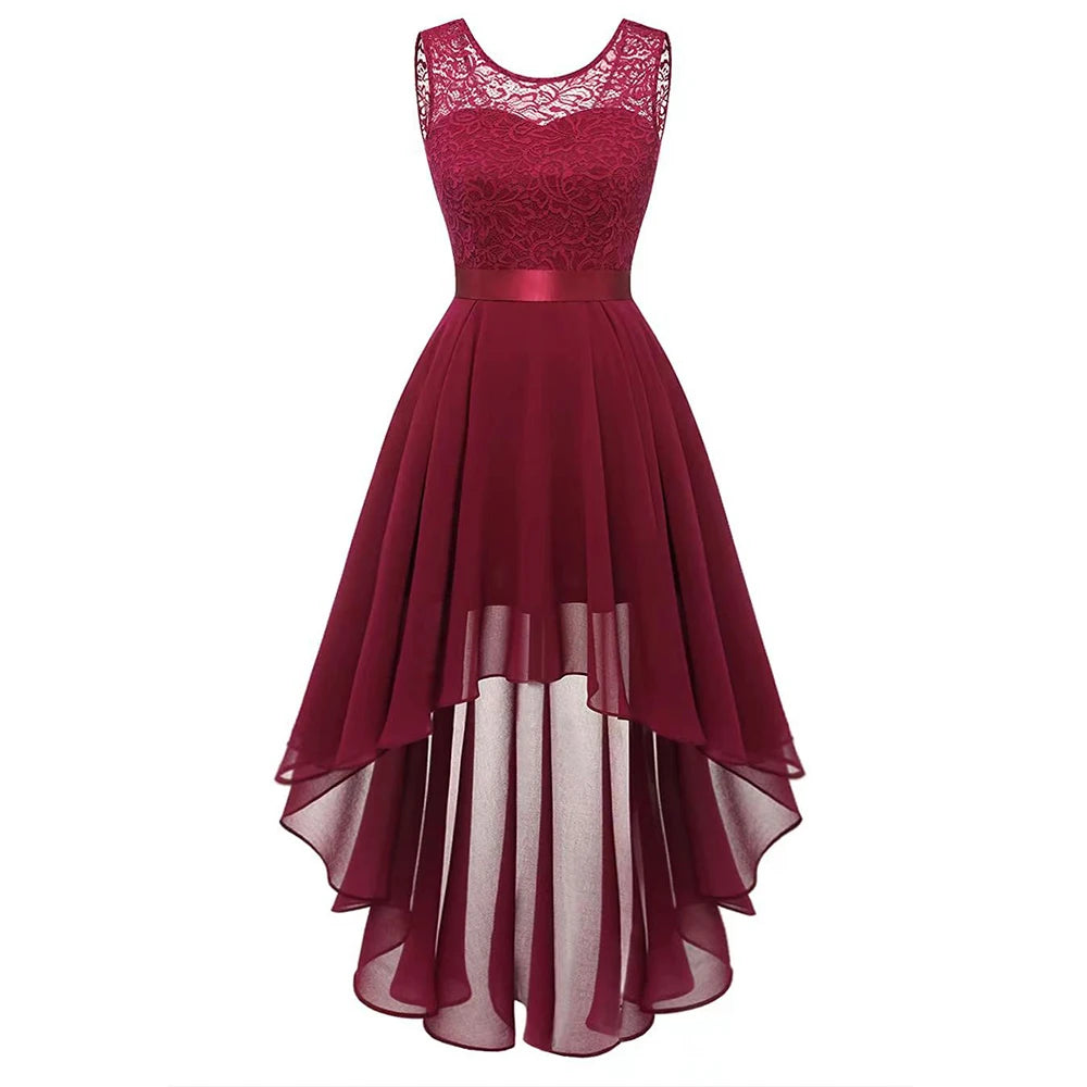 Lady Evening Gowns Dress Plus Size Formal Occas Lace Sleeveless Dress Elegant Solid Fashion Wedding Party Female Dresses