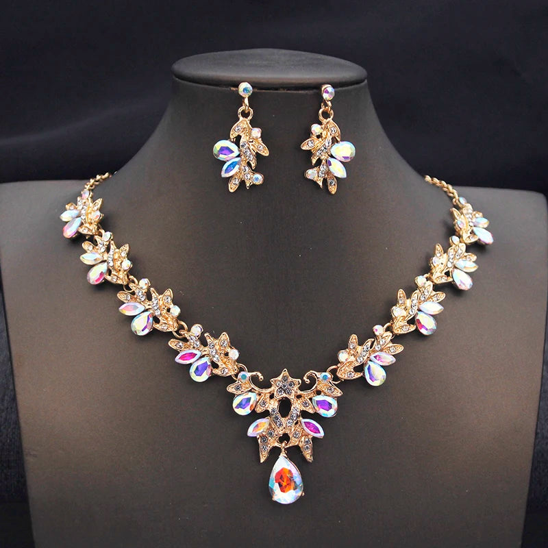 14 Color Fashion Necklace Sets for Women Waterdrop Collar Choker Necklace Earring Jewelry Set for Prom Birthday Bridal Wedding