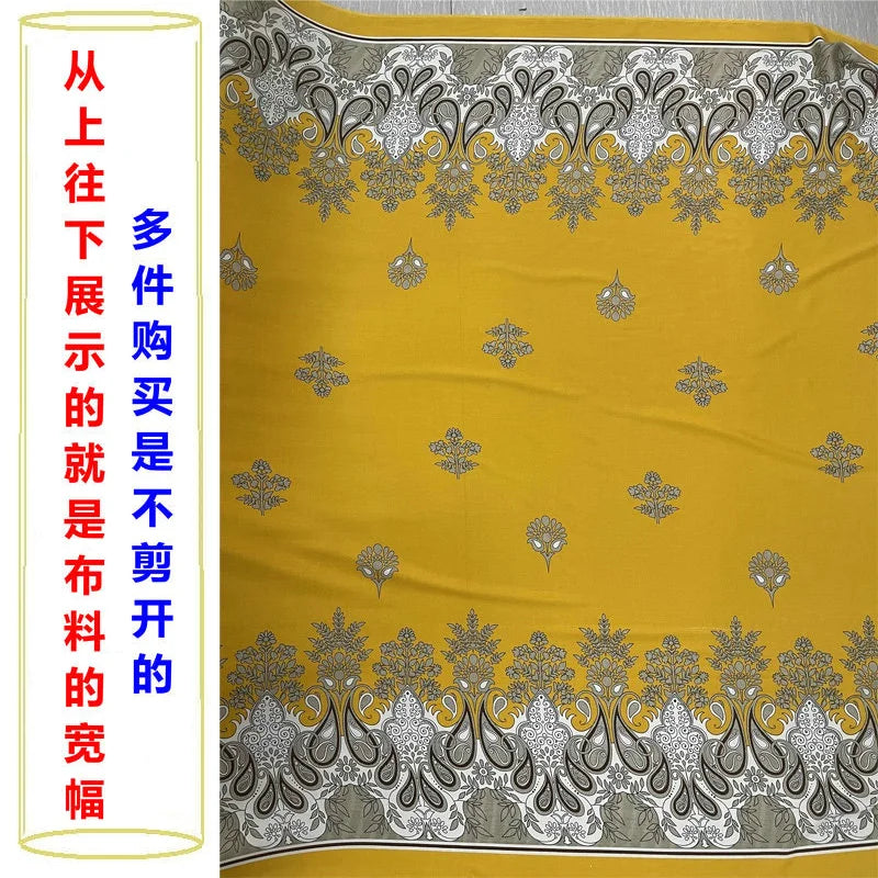 Summer Printed Rayon Fabric Soft Comfortable By The Meter for Women\'s Dress Shirts Diy Sewing Cloth Flowers Breathable Green