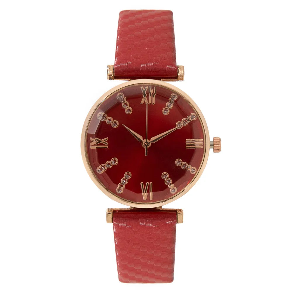 Luxury Ladies Brand Diamond Roman Design Lady Watches Dress Quartz Watch Fashion Green Leather Strap Women Wristwatches