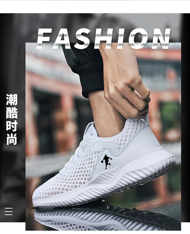 Men Sneakers Lightwhite Breathable Running Shoes for Men Mesh Summer Lace-Up Outdoor Walking Shoe Zapatillas De Deporte