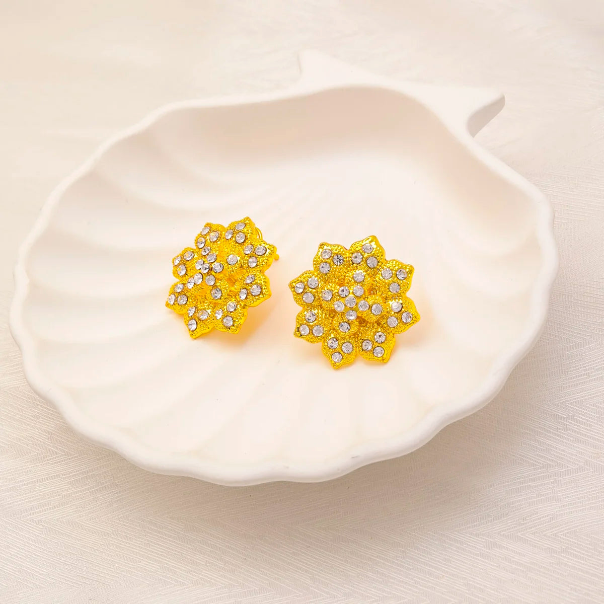 Liffly Dubai Jewelry Set for Women 24K Gold Plated Luxury Flower Necklace Earrings Bracelet Bridal Jewellery Wedding Party