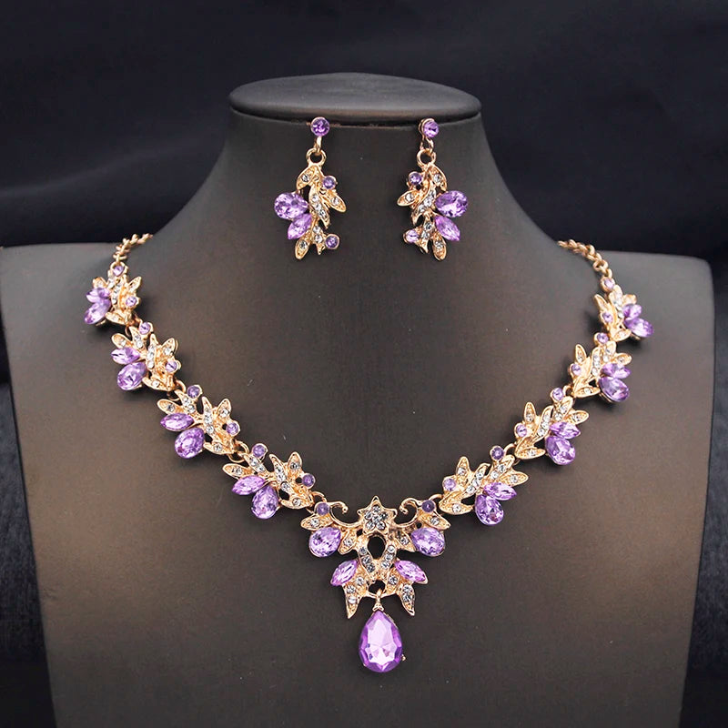 14 Color Fashion Necklace Sets for Women Waterdrop Collar Choker Necklace Earring Jewelry Set for Prom Birthday Bridal Wedding