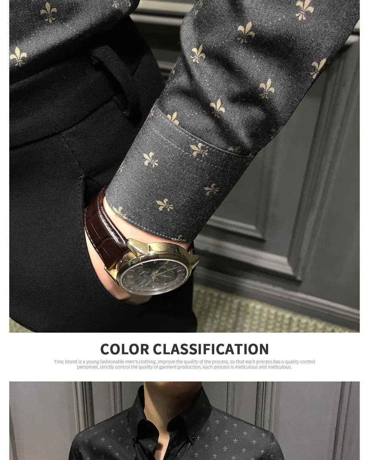 New Spring Autumn Printed Fashionable Men's Long-sleeved Shirts Slim Shirts Trendy Casual Business Tops No Ironing Anti-wrinkle