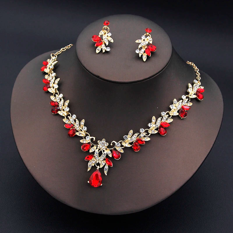 14 Color Fashion Necklace Sets for Women Waterdrop Collar Choker Necklace Earring Jewelry Set for Prom Birthday Bridal Wedding