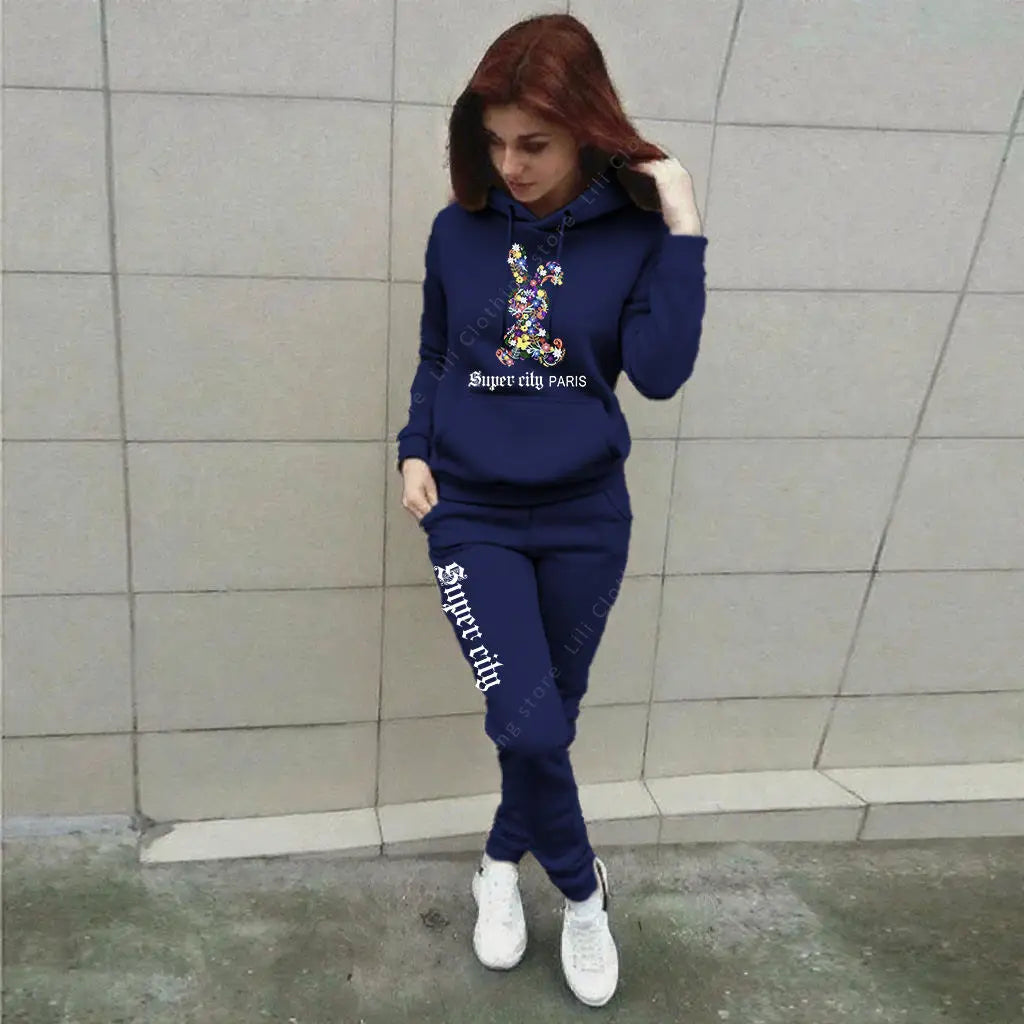 Women's Sets Hoodies Pants 2pcs Suit Aesthetic Sports Jogging Home Outdoor Fashion High quality Clothes Women Tracksuit Winter