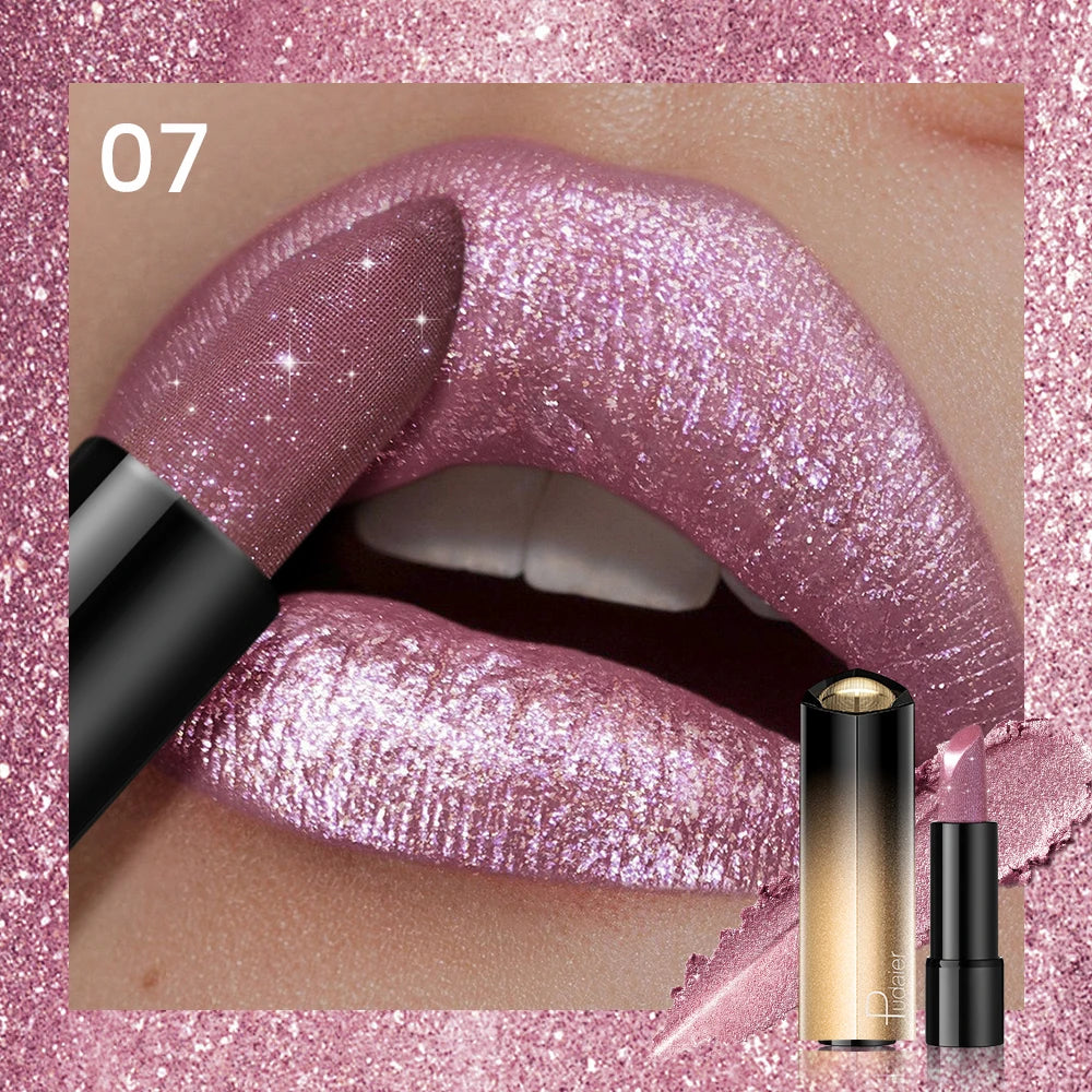 Glitter Lipstick, a pressable pearlescent lipstick, is very shiny like crushed diamond particles, smooth and long-lasting, has a