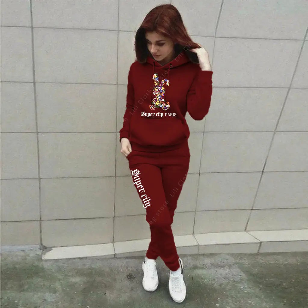 Women's Sets Hoodies Pants 2pcs Suit Aesthetic Sports Jogging Home Outdoor Fashion High quality Clothes Women Tracksuit Winter