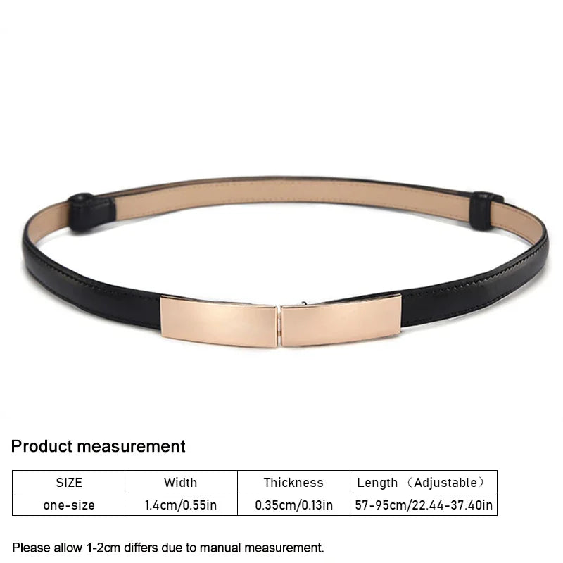 Belt Dress Simple Versatile Fashion Women Leather Thin Skinny Metal Gold Elastic Buckle Waistband Belt Dress Accessories