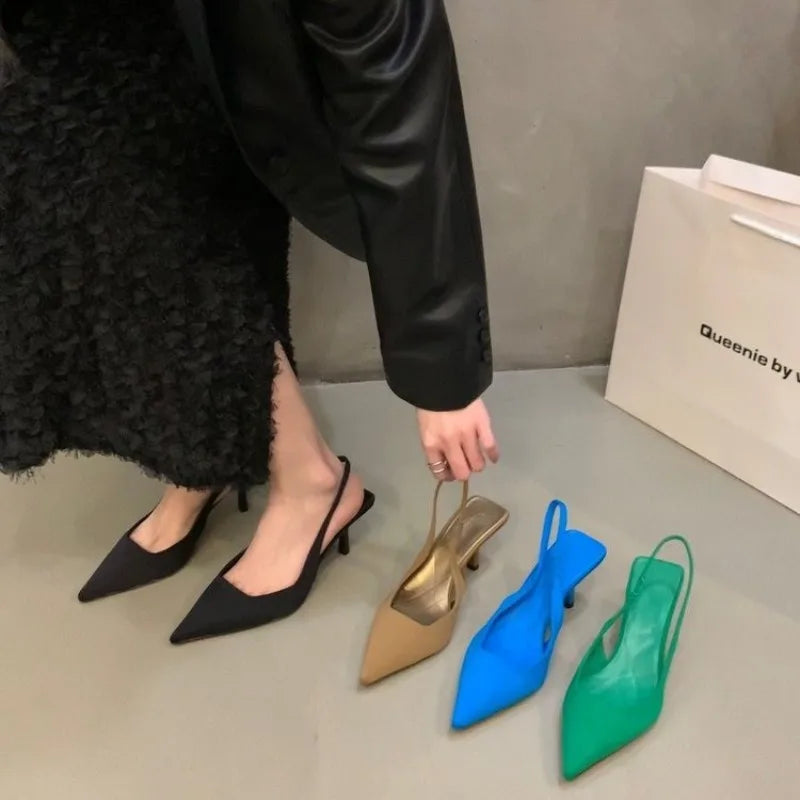 Ladies Shoes 2024 High Quality Slip on Women's Pumps Autumn Pointed Toe Solid Fashion Shallow Mouth High Heels