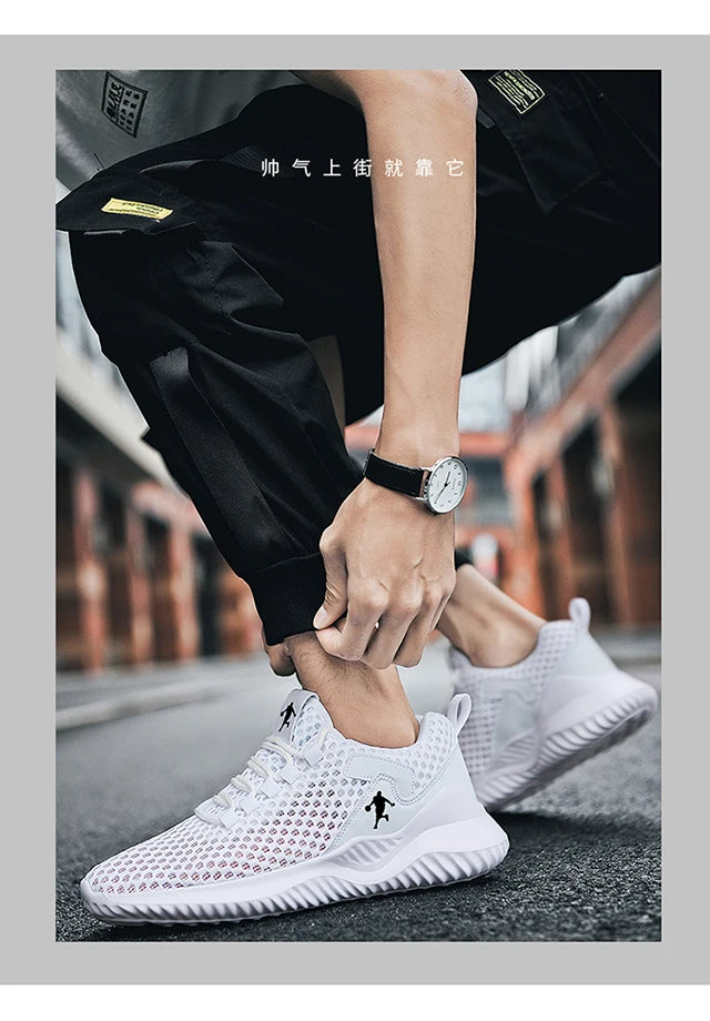 Men Sneakers Lightwhite Breathable Running Shoes for Men Mesh Summer Lace-Up Outdoor Walking Shoe Zapatillas De Deporte