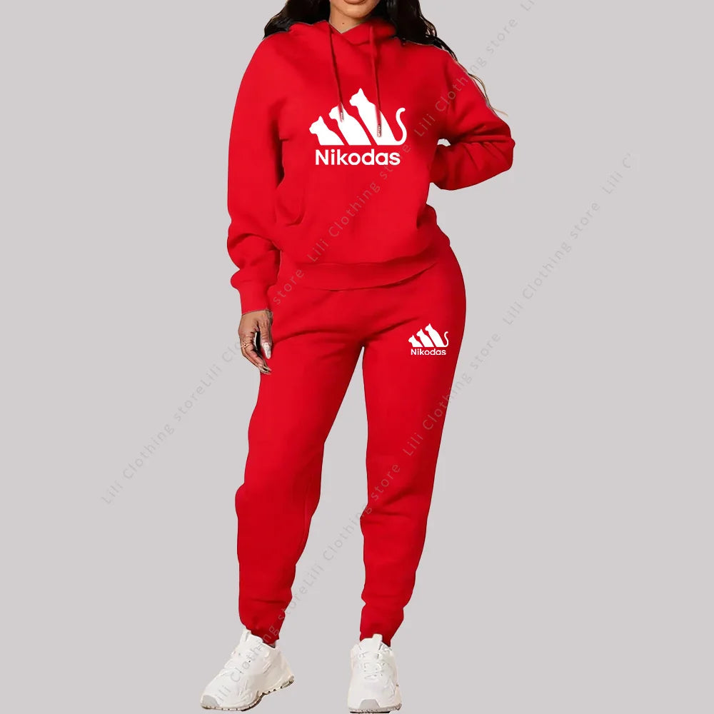Women's Sets Hoodies Pants Two Piece Outfits Sportswear Sweatsuit Aesthetic Trend 2025 New Suit Woman Pink Tracksuit Plus Size
