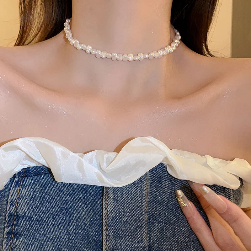 Imitaition Pearl Necklace for Women Simple Fashion Collarbone Chain White Choker Necklaces Designer Wedding Jewelry Wholesale